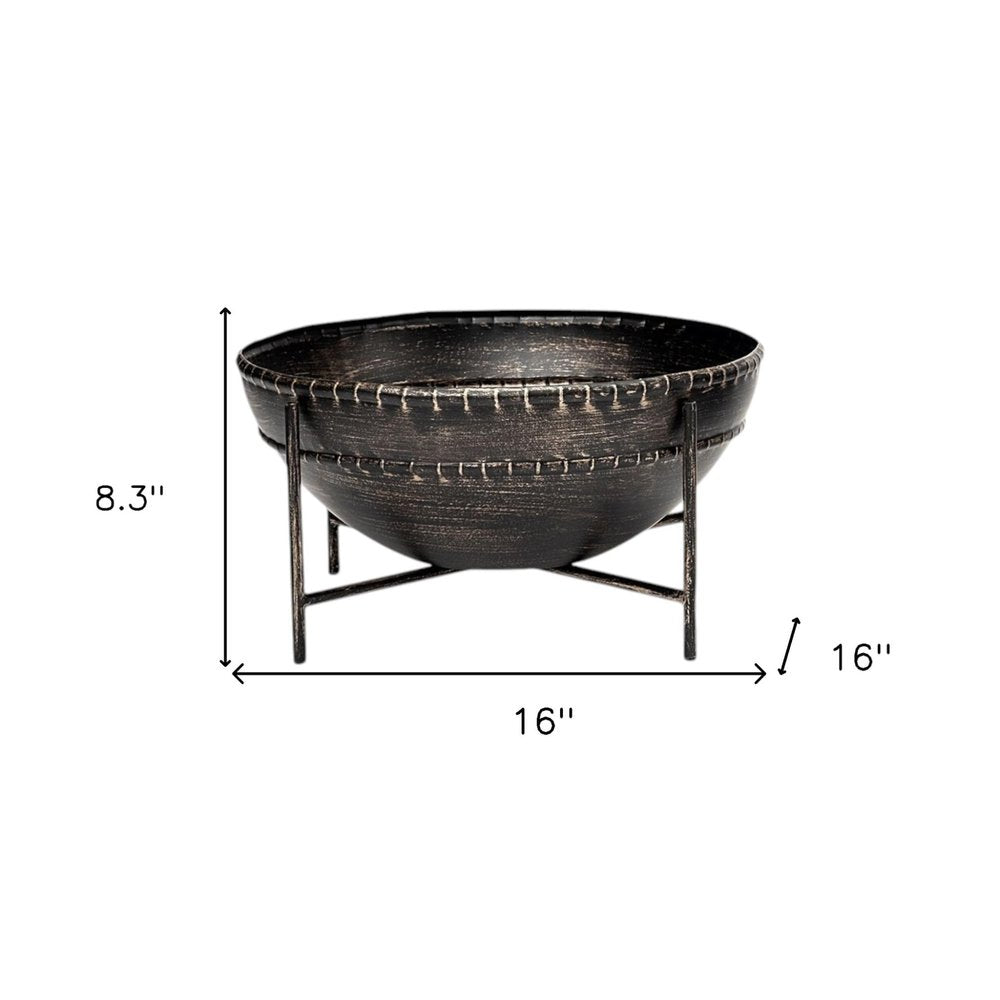 Set of Two Black Metal Decorative Bowl on a white background