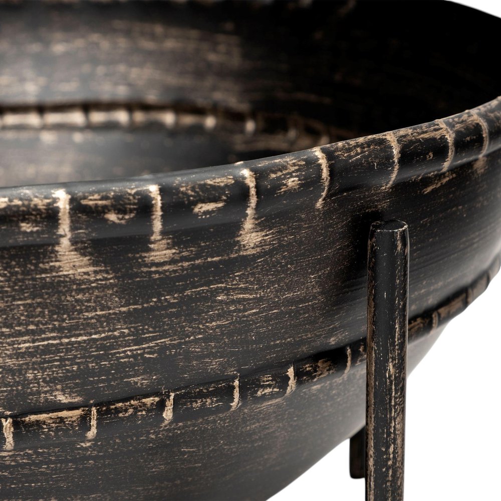 Set of Two Black Metal Decorative Bowl - 8.3" H x 16" W x 16" D