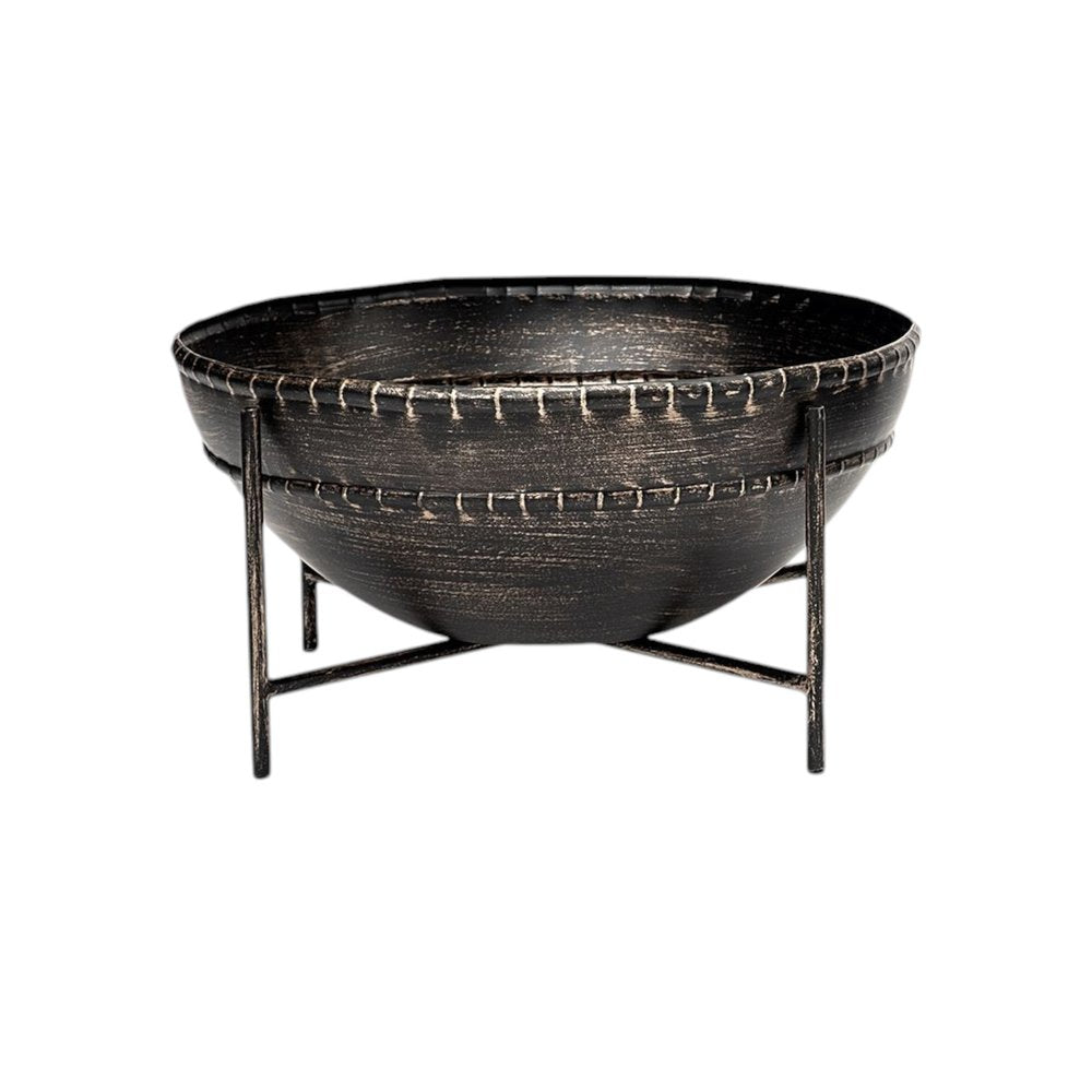 Set of Two Black Metal Decorative Bowl - 8.3" H x 16" W x 16" D
