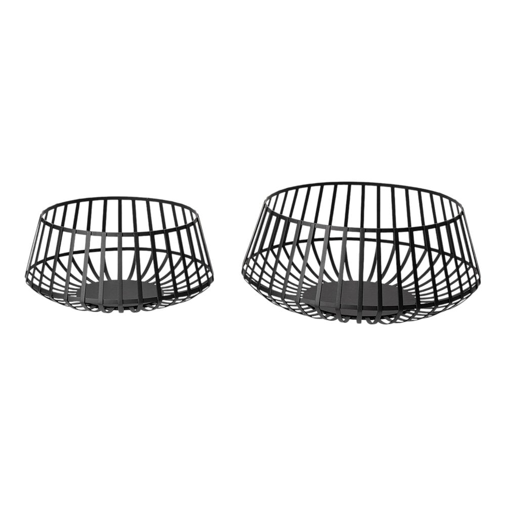 Set of Two Black Metal Decorative Bowl - 5.51" H x 13.19" W x 13.19" D on a white background