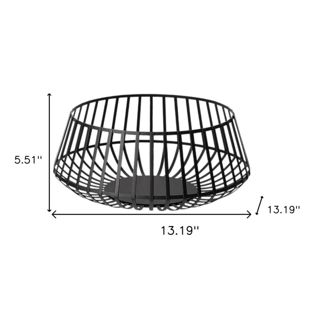 Set of Two Black Metal Decorative Bowl - 5.51" H x 13.19" W x 13.19" D on a white background