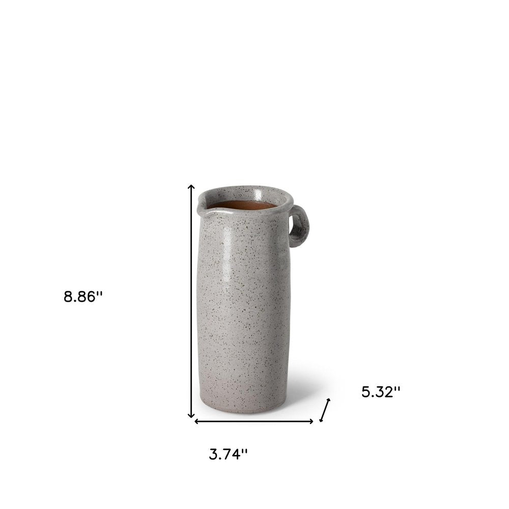 9" Gray Cylinder Ceramic Urns Jars on a white background