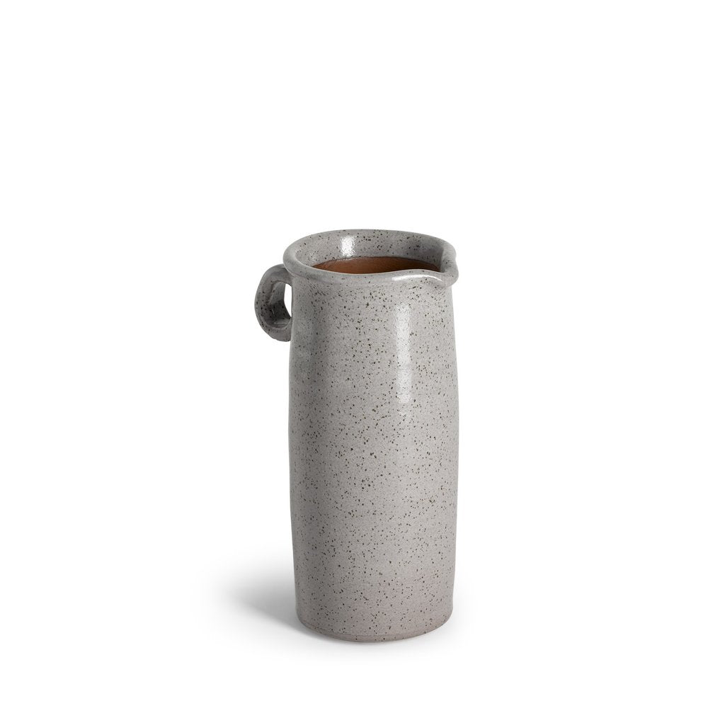 9" Gray Cylinder Ceramic Urns Jars on a white background
