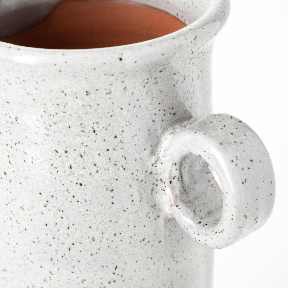9" Gray Cylinder Ceramic Urns Jars on a white background
