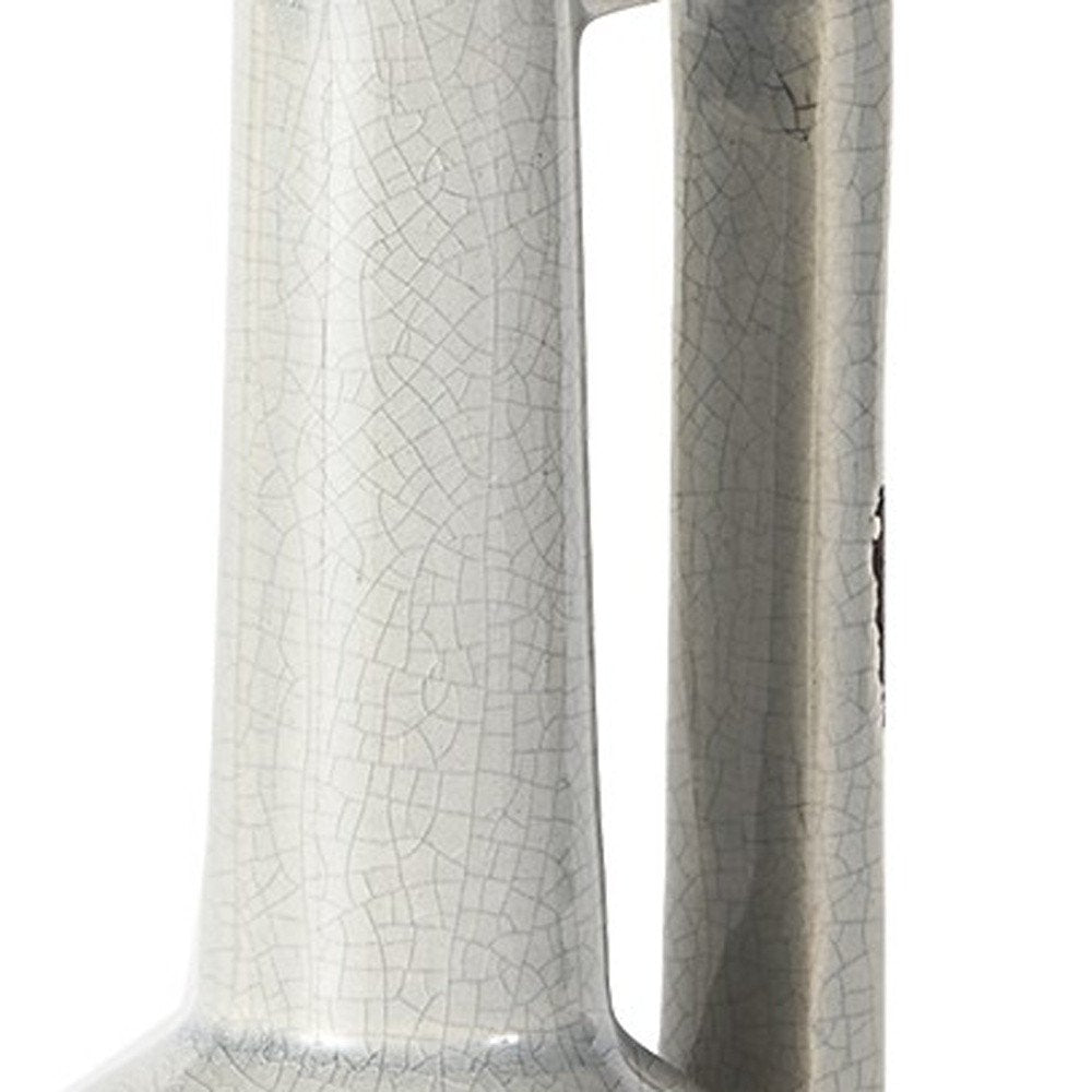 9" Gray And White Ceramic Cylinder Table Vase on a white background