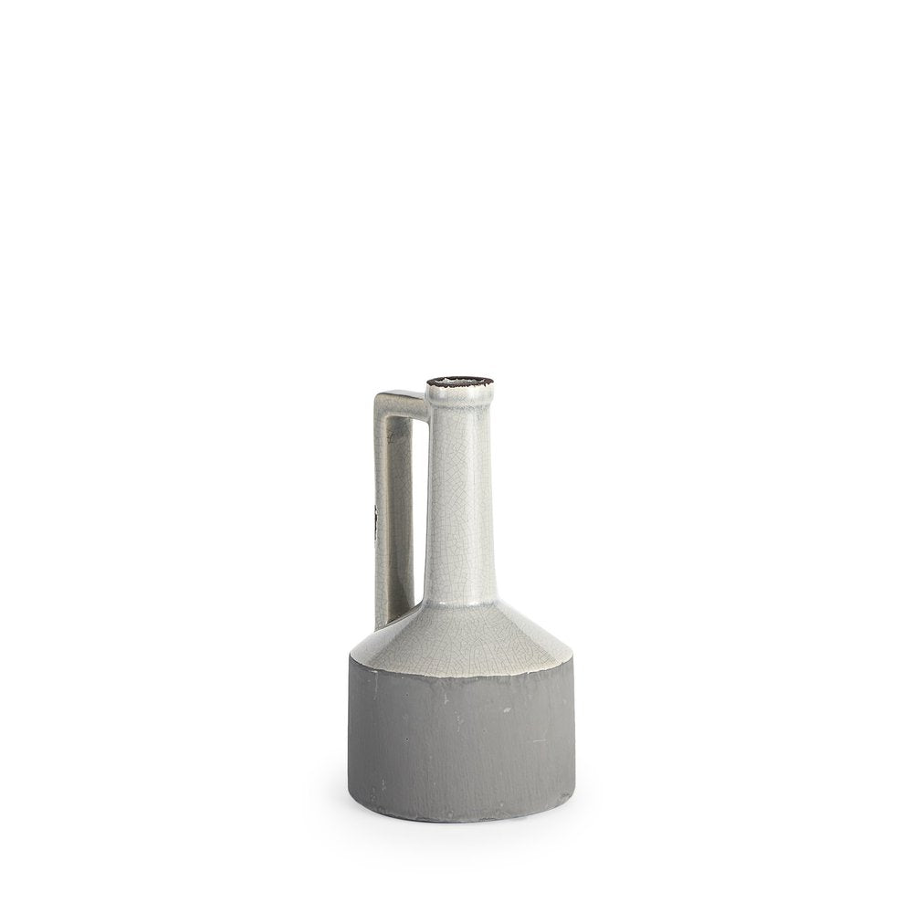 9" Gray And White Ceramic Cylinder Table Vase on a white background