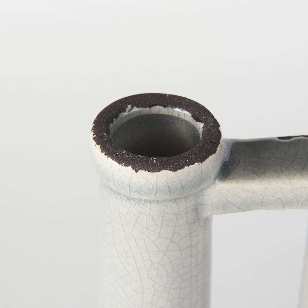 9" Gray And White Ceramic Cylinder Table Vase on a white background