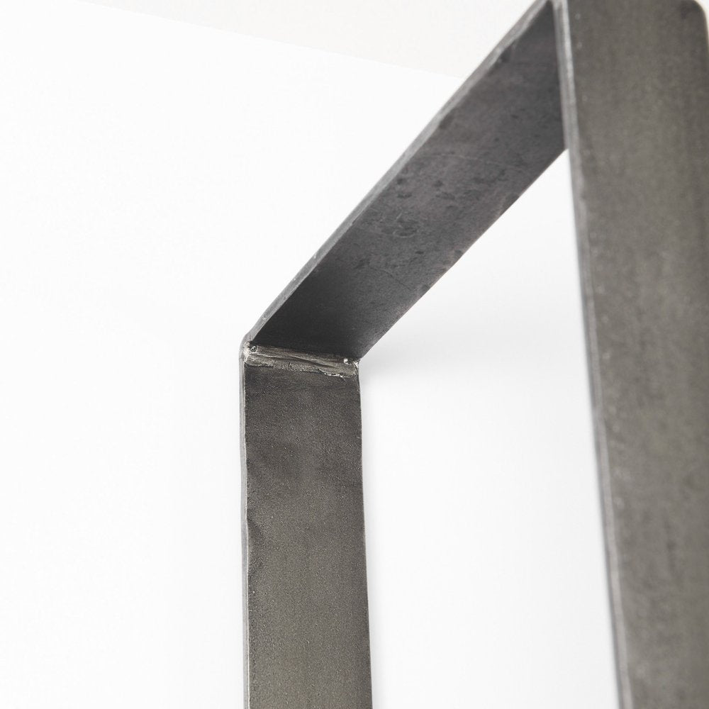 Brown Nickel and Solid Wood Six Tier Bookcase on a white background