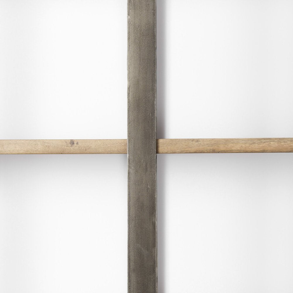 Brown Nickel and Solid Wood Six Tier Bookcase on a white background