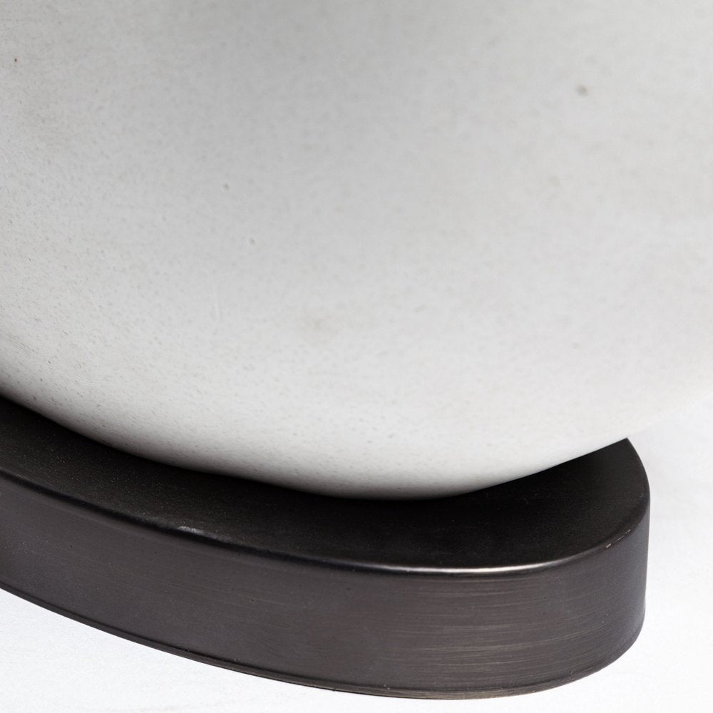 Close-up of 27" White Geometric Table Lamp With Gray Shade showing the white texture.