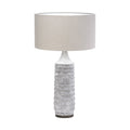 31" Gray Lamp Base LED With Beige Shade. Lamp isolated on a plain white background, in a beige finish.