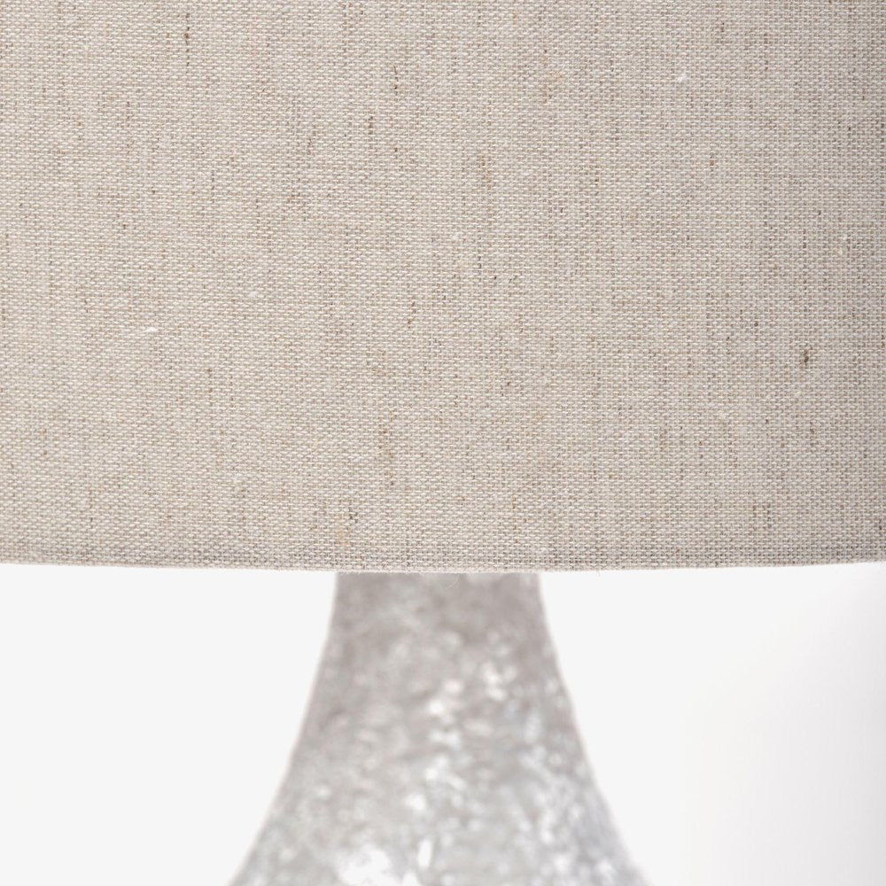 31" Gray Lamp Base LED With Beige Shade. Lamp in beige.