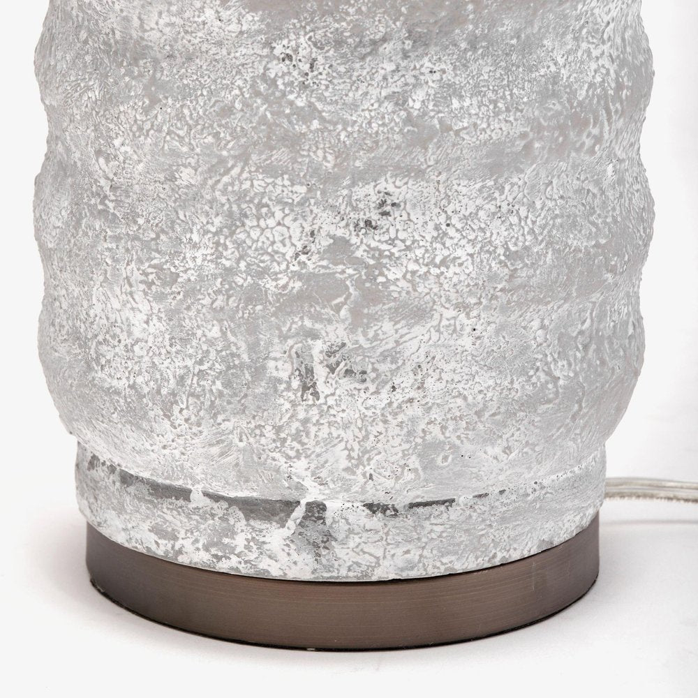 31" Gray Lamp Base LED With Beige Shade. Lamp isolated on a plain white background, finished in beige.