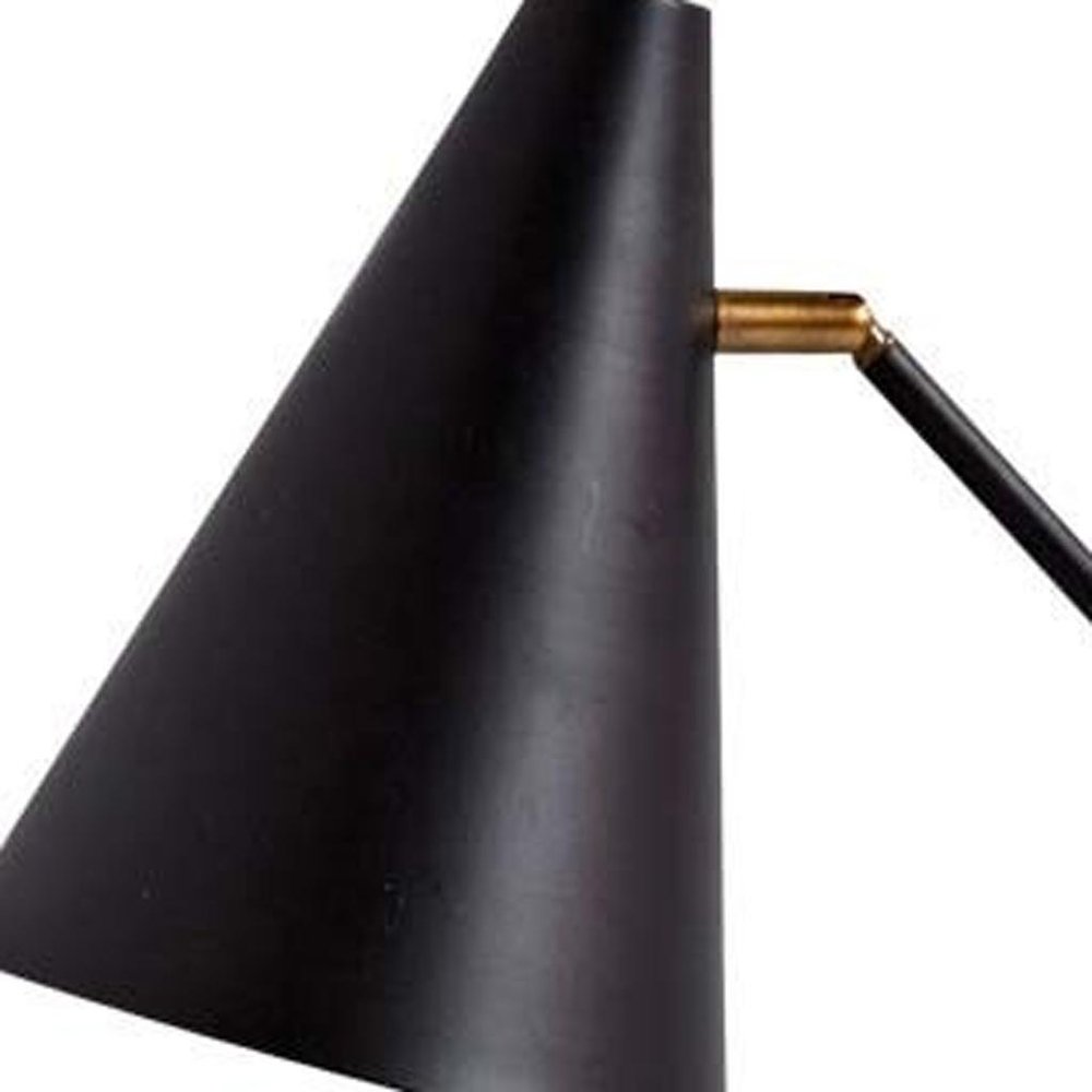 26" Black Metal Swing Arm With Black Cone Shade. Home product isolated on a plain white background, in a black metal finish.