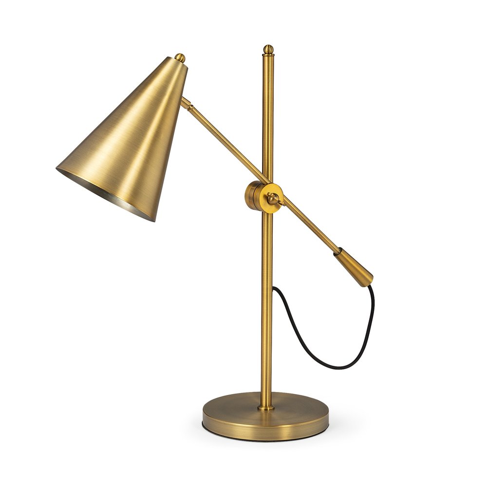 26" Gold Lamp Base LED With Gold Shade. Lamp isolated on a plain white background, in a gold finish.