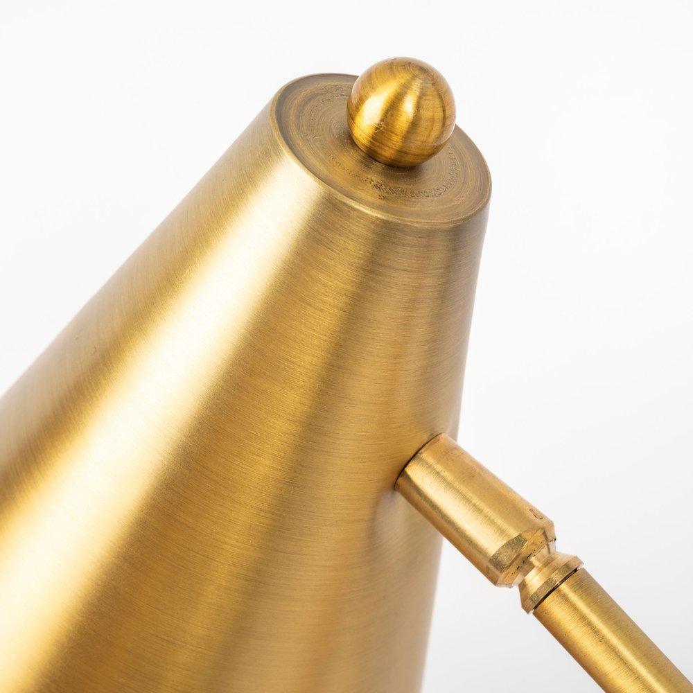 26" Gold Lamp Base LED With Gold Shade. Lamp isolated on a plain white background, finished in gold.