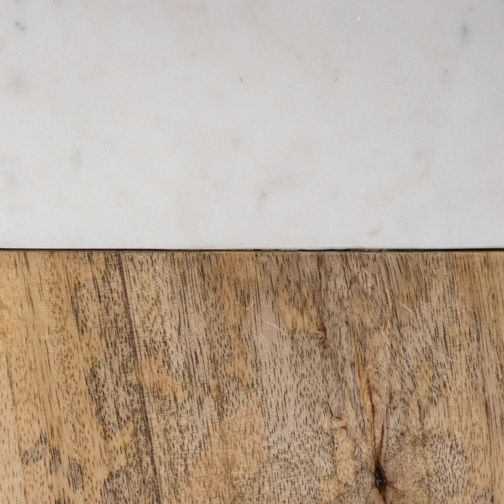 White Marble And Natural Wood Block Table Or Desk Lamp in a home interior