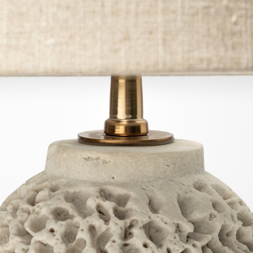 26" Beige Faux Coral Table Lamp With Empire Shade. Table lamp in beige.