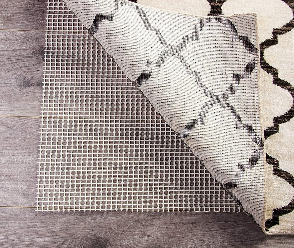8' x 10' Ivory Striped Weave Non Slip Rug Pad