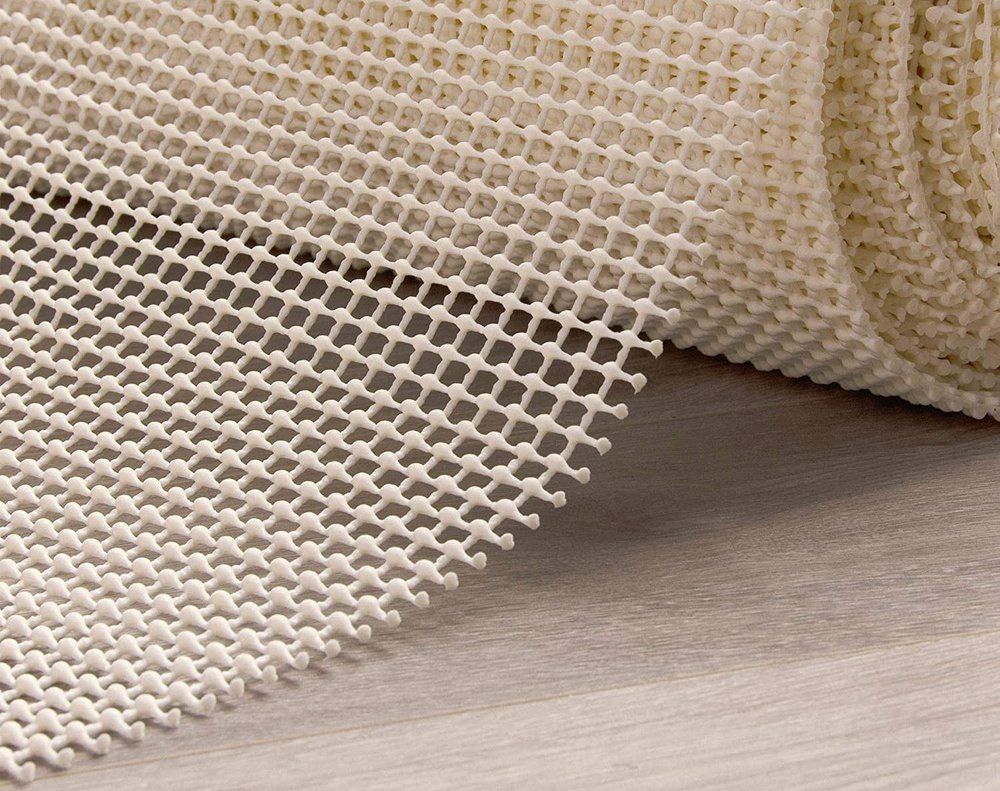 8' x 10' Ivory Striped Weave Non Slip Rug Pad