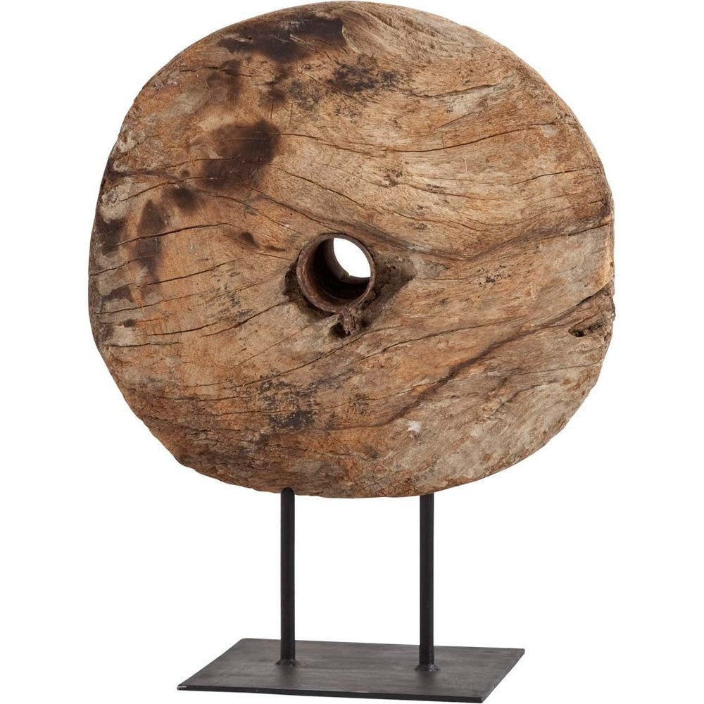 26" Brown Tabletop Sculpture. Sculpture isolated on a plain white background, in a brown wood finish.