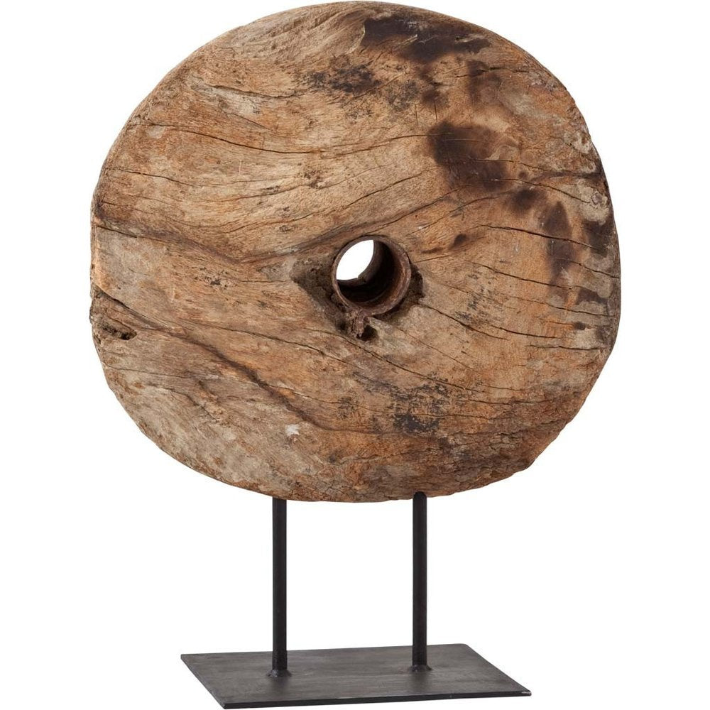 26" Brown Tabletop Sculpture. Sculpture isolated on a plain white background, finished in brown wood.