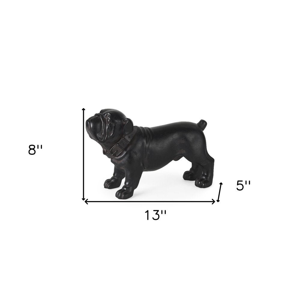 8" Black Polyresin Dog Tabletop Sculpture on a white background