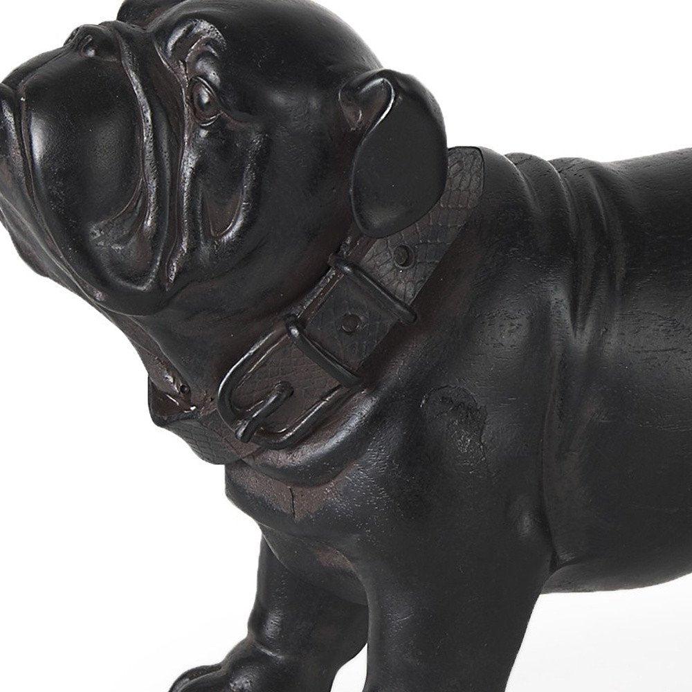 8" Black Polyresin Dog Tabletop Sculpture on a white background