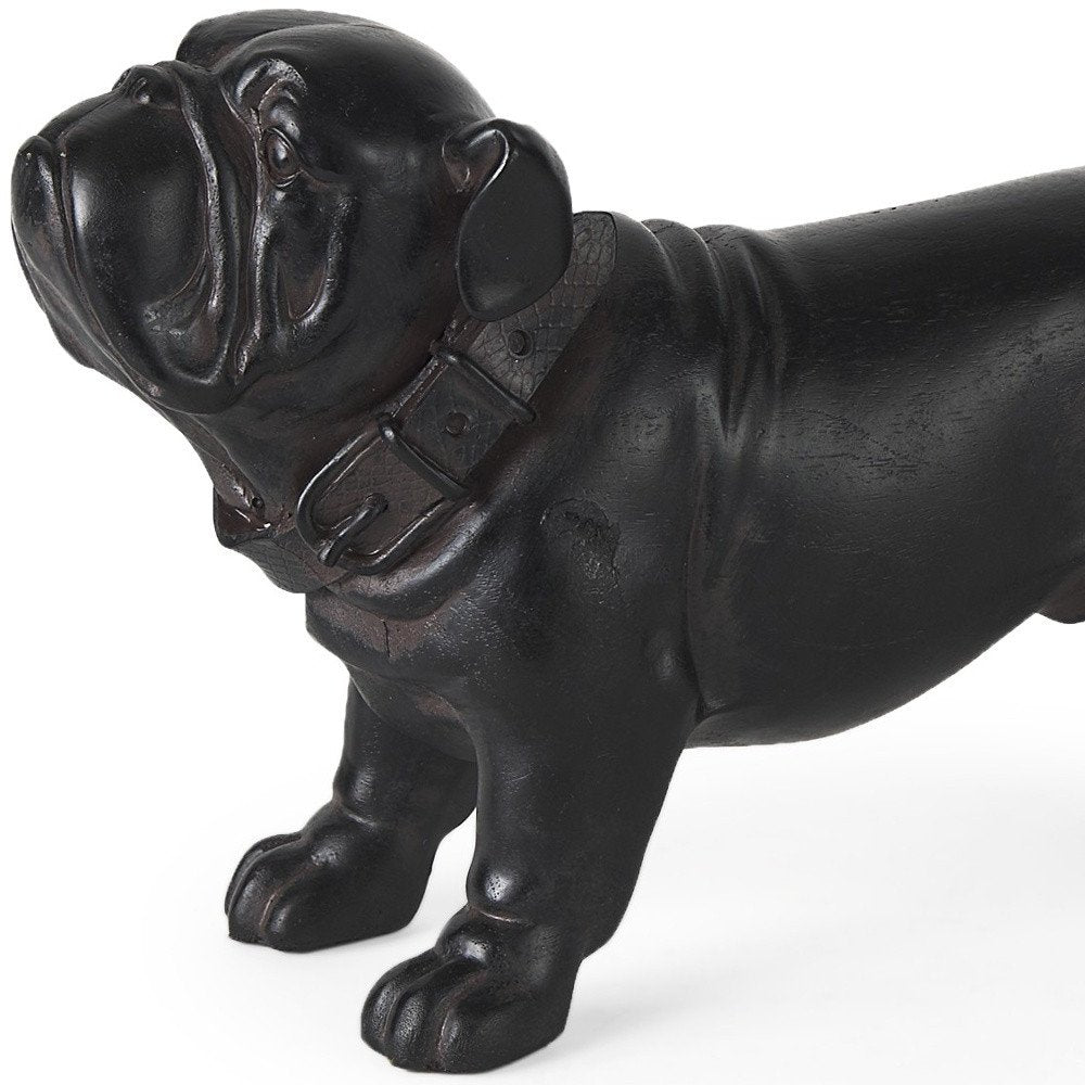 8" Black Polyresin Dog Tabletop Sculpture on a white background