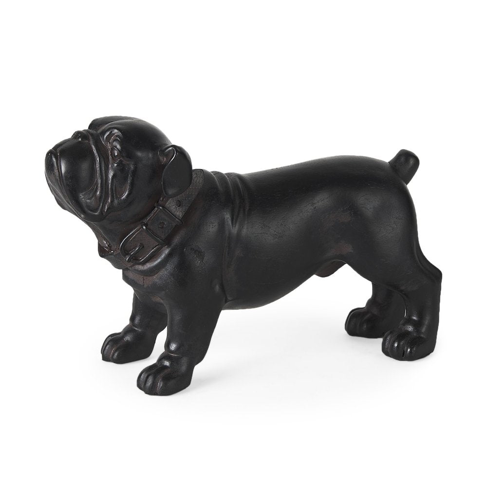 8" Black Polyresin Dog Tabletop Sculpture on a white background