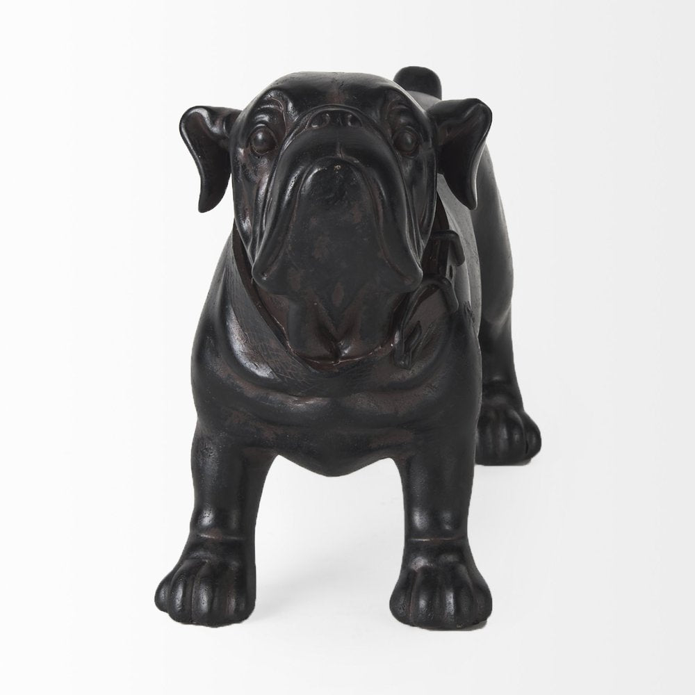 8" Black Polyresin Dog Tabletop Sculpture on a white background
