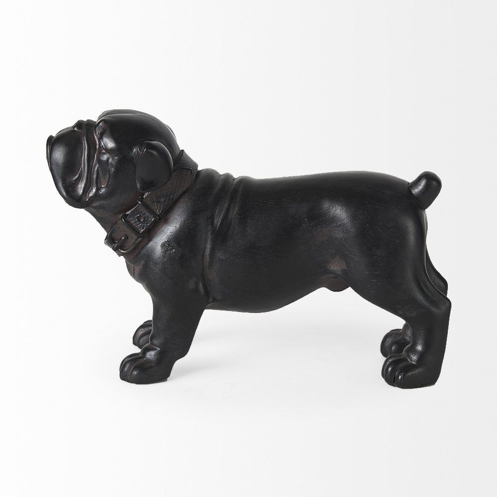 8" Black Polyresin Dog Tabletop Sculpture on a white background