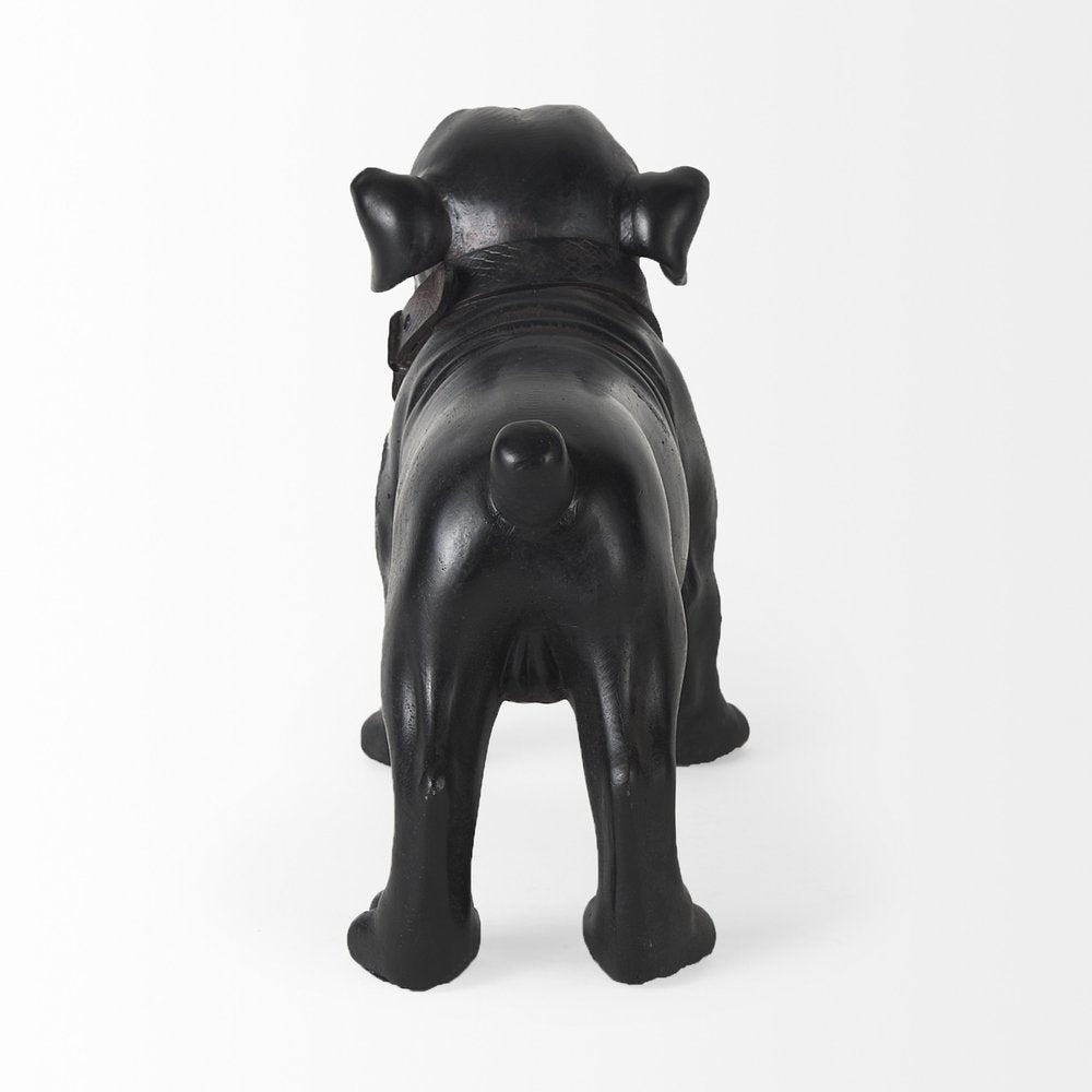 8" Black Polyresin Dog Tabletop Sculpture on a white background