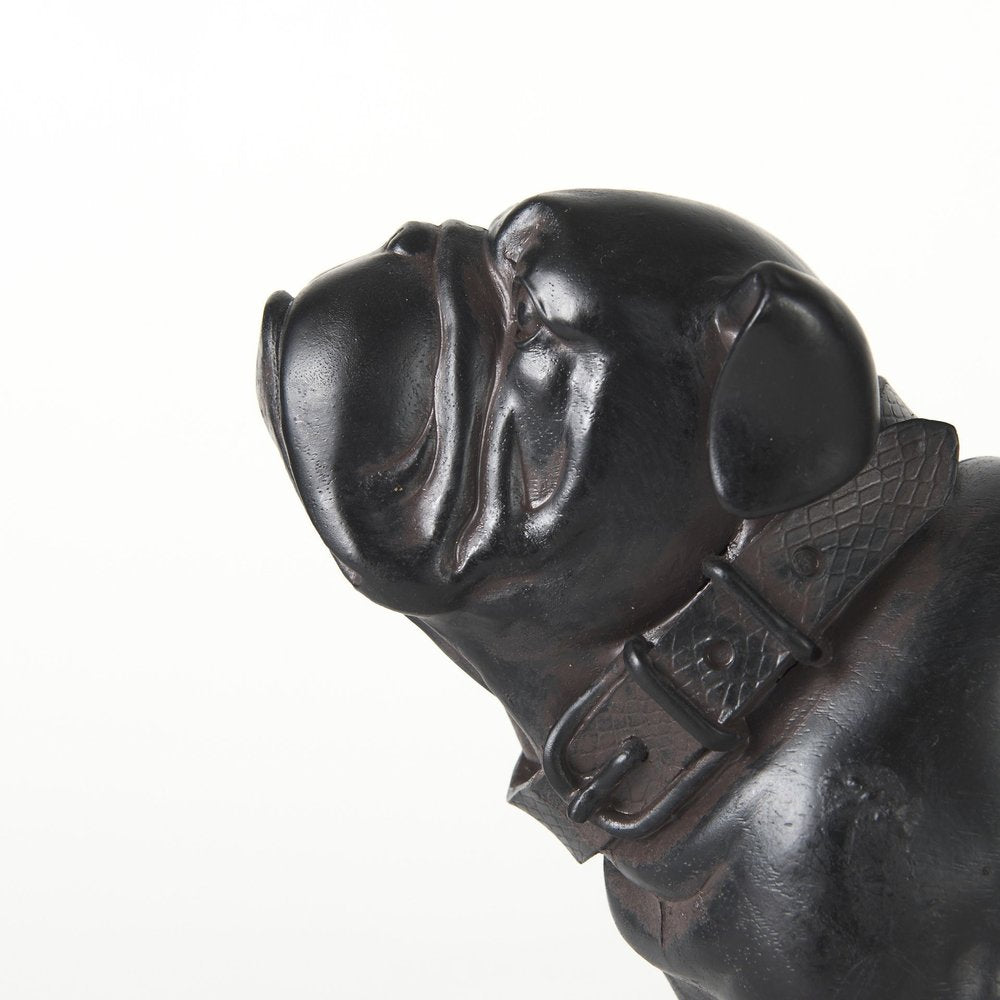 8" Black Polyresin Dog Tabletop Sculpture on a white background
