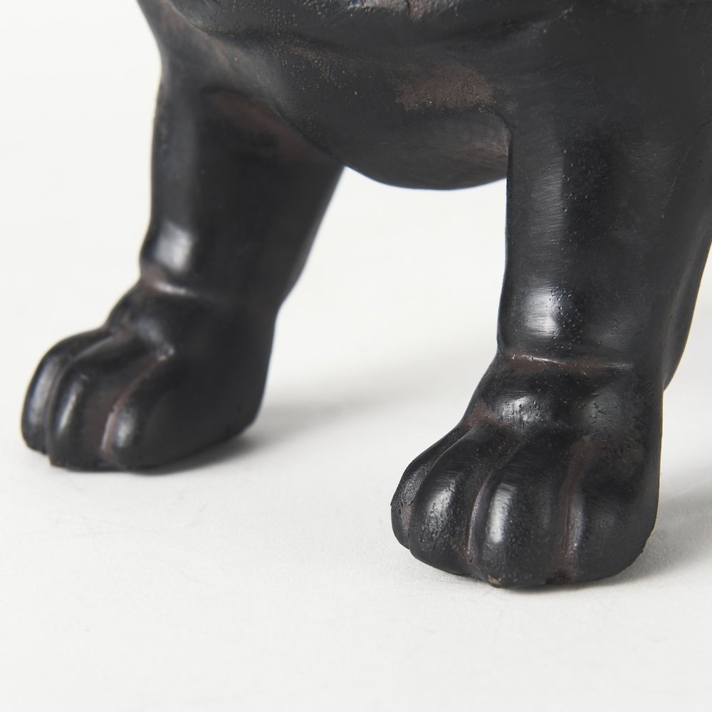 8" Black Polyresin Dog Tabletop Sculpture on a white background