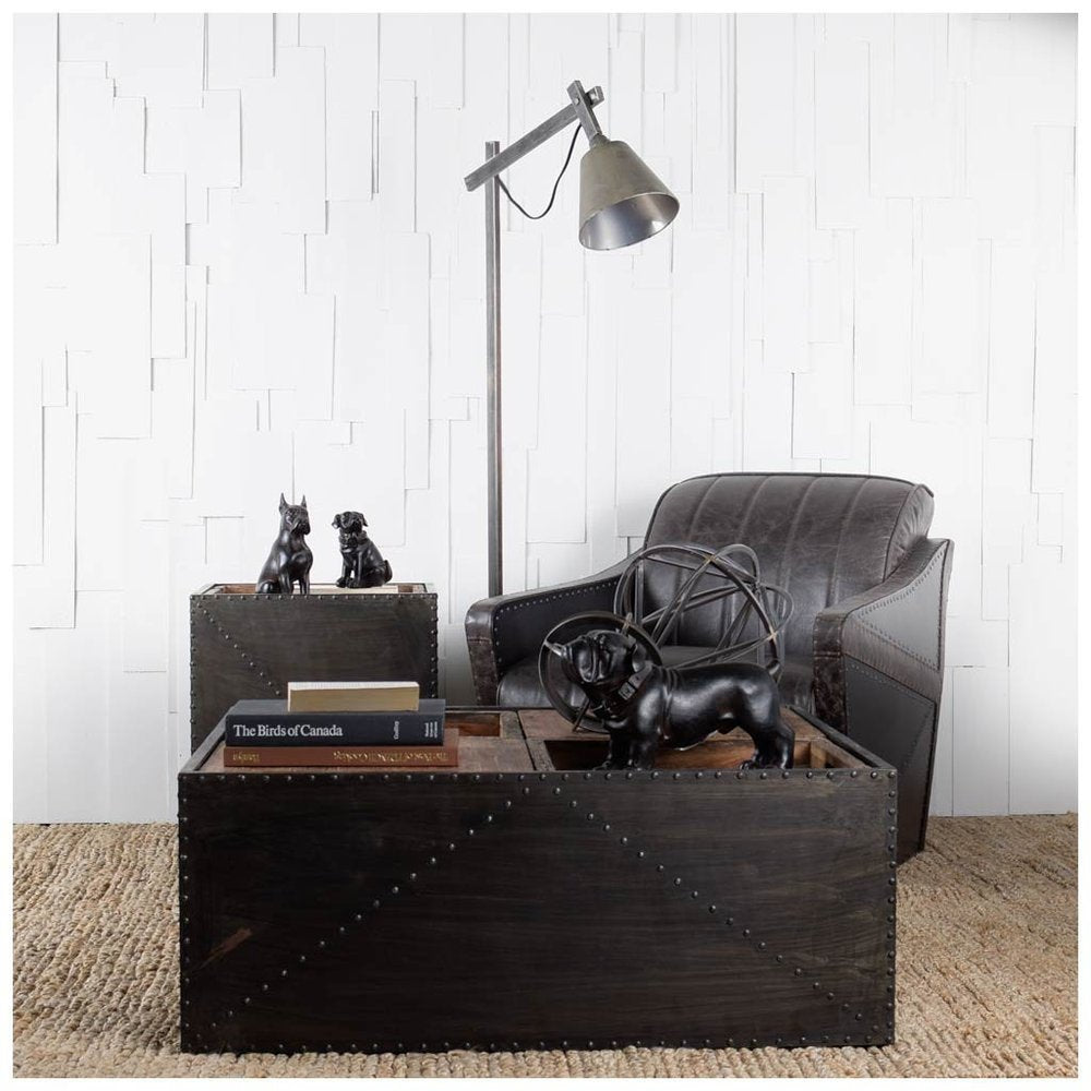 8" Black Polyresin Dog Tabletop Sculpture on a white background
