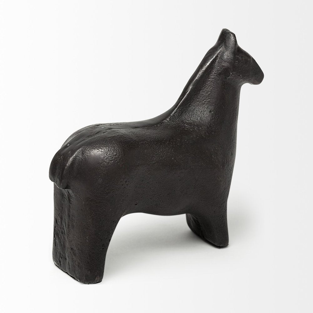 6" Gold Metal Horse Tabletop Sculpture. Sculpture isolated on a plain white background, showing a metal surface.
