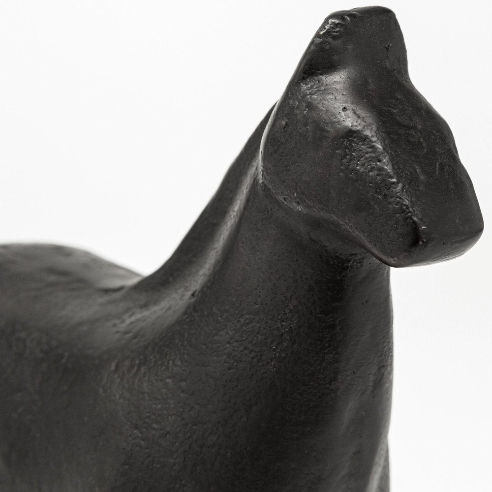 6" Gold Metal Horse Tabletop Sculpture. Sculpture isolated on a plain white background, showing a metal surface.