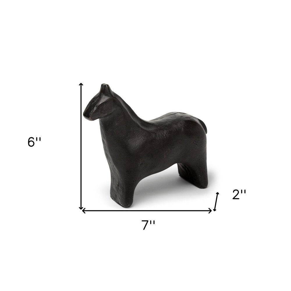 6" Gold Metal Horse Tabletop Sculpture. Sculpture isolated on a plain white background, showing a metal surface.