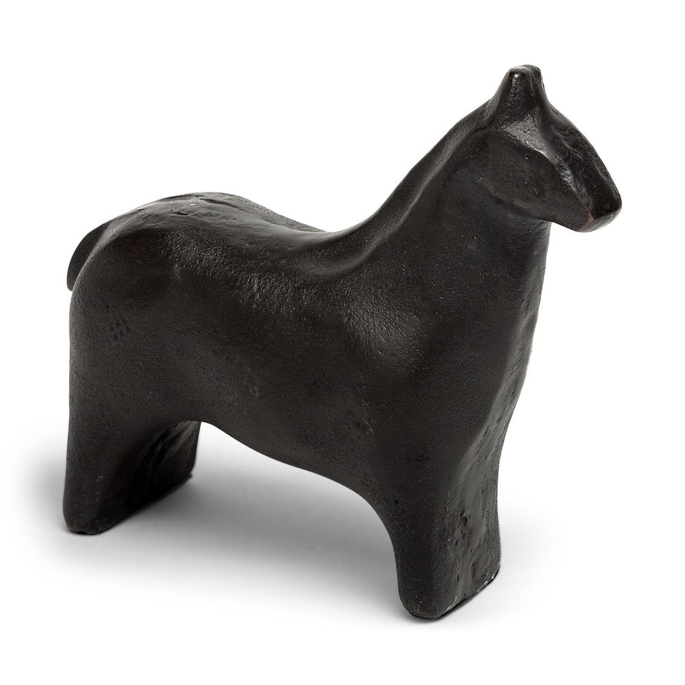 6" Gold Metal Horse Tabletop Sculpture. Sculpture isolated on a plain white background, showing a metal surface.