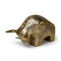 Gold Cast Aluminum Raging Bull Sculpture on a white background