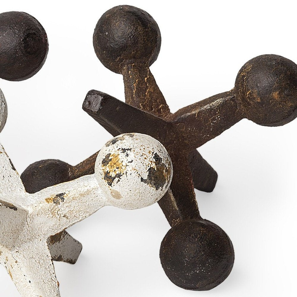 Set Of Three Iron Jack Sculptures on a white background