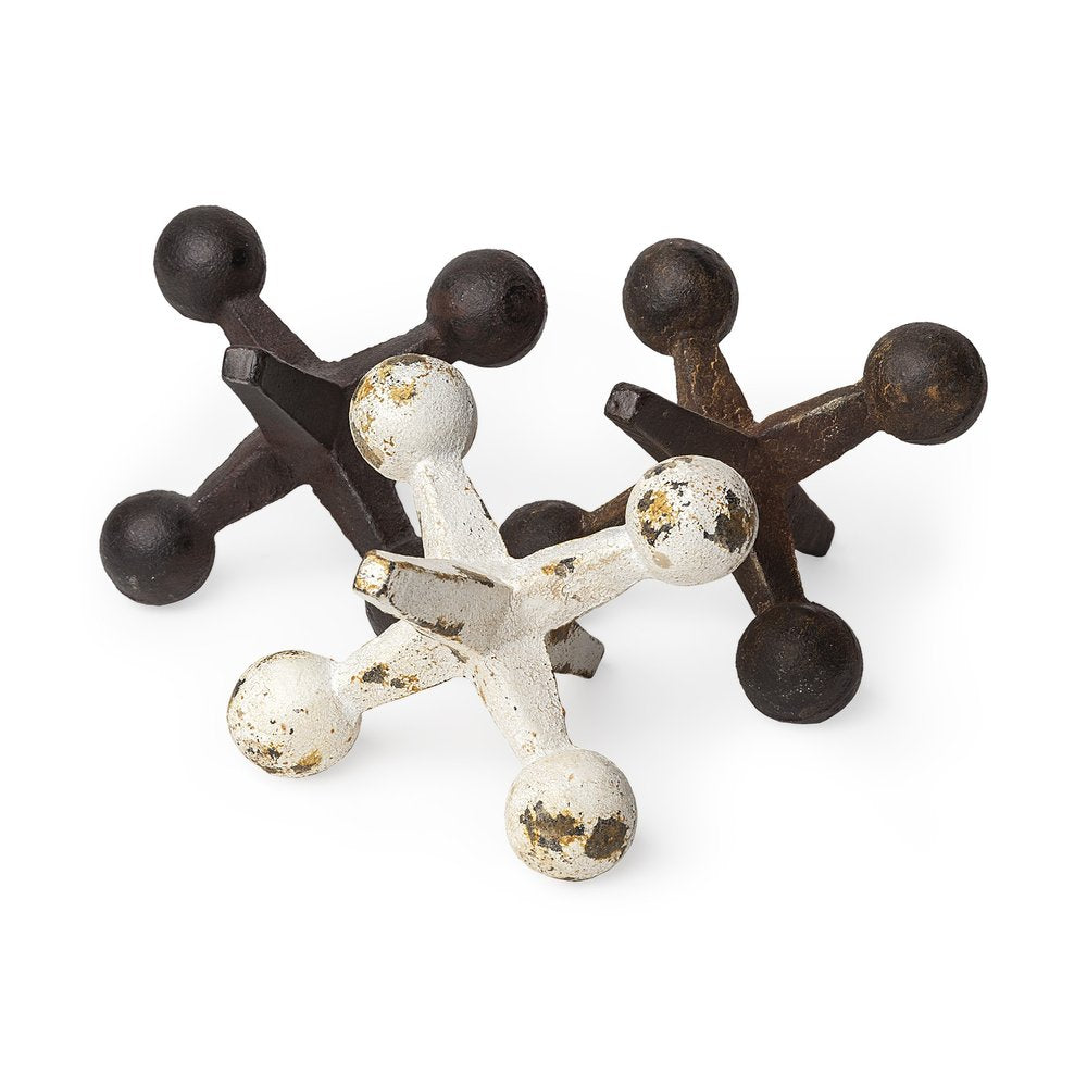 Set Of Three Iron Jack Sculptures on a white background