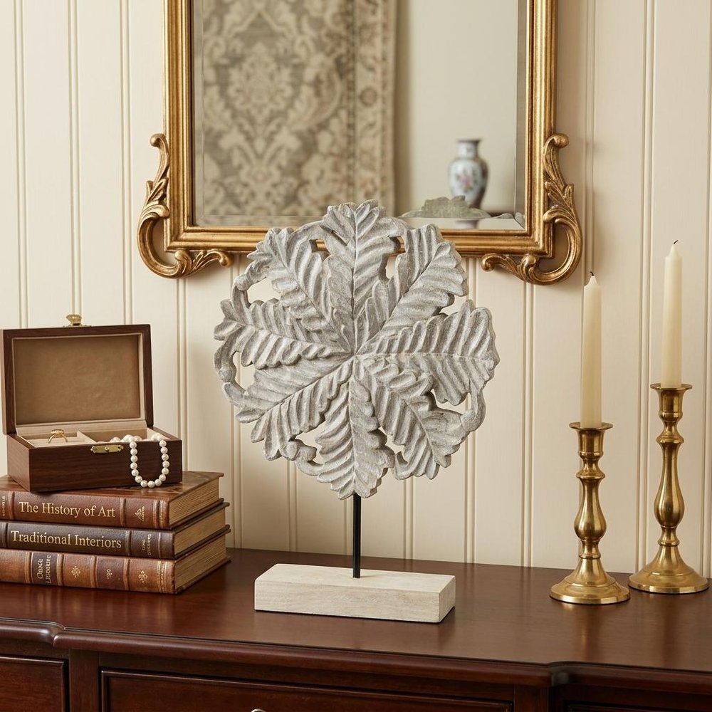 Petite Wood And Metal Floral Decor Piece