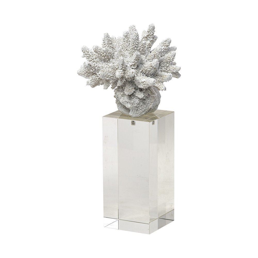 10" White Metal Tabletop Sculpture. Sculpture isolated on a plain white background, finished in white metal.