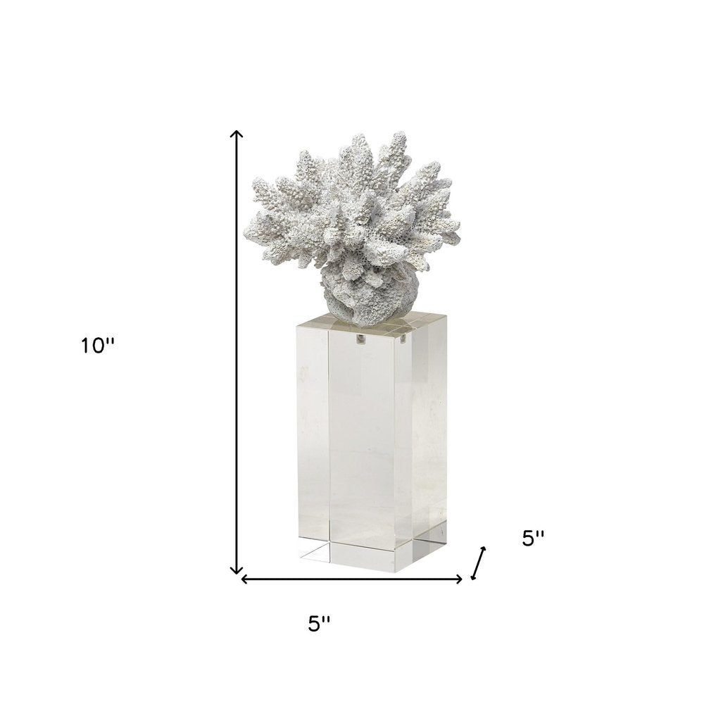 10" White Metal Tabletop Sculpture. Sculpture isolated on a plain white background, in a white metal finish.