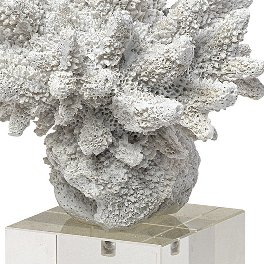 10" White Metal Tabletop Sculpture. Sculpture isolated on a plain white background, finished in white metal.