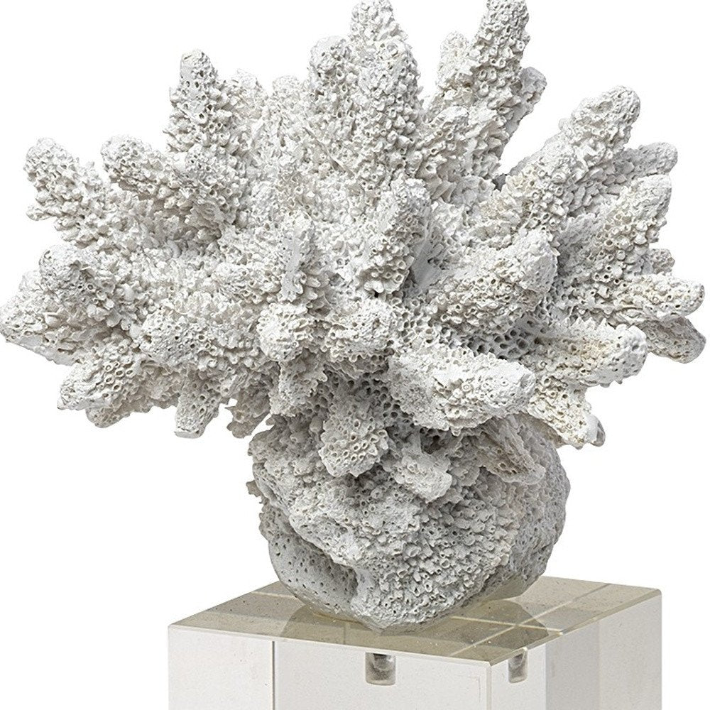 10" White Metal Tabletop Sculpture. Sculpture isolated on a plain white background, showing a white metal surface.