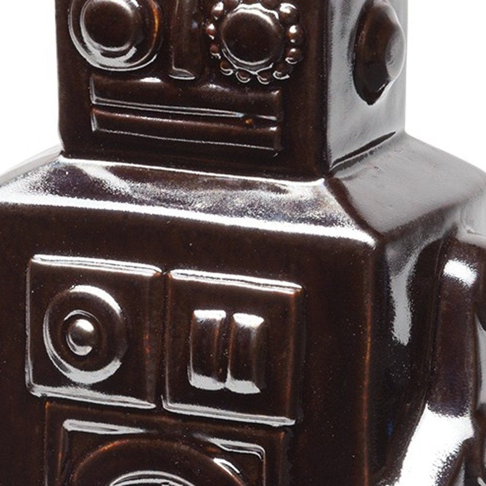 7" Silver Metal Robot Shaped Sculpture close-up detail