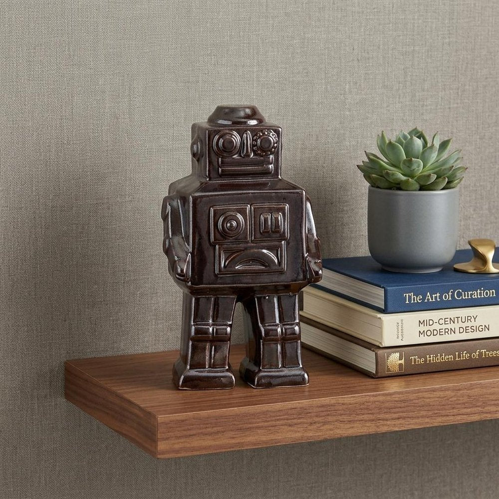7" Silver Metal Robot Shaped Sculpture